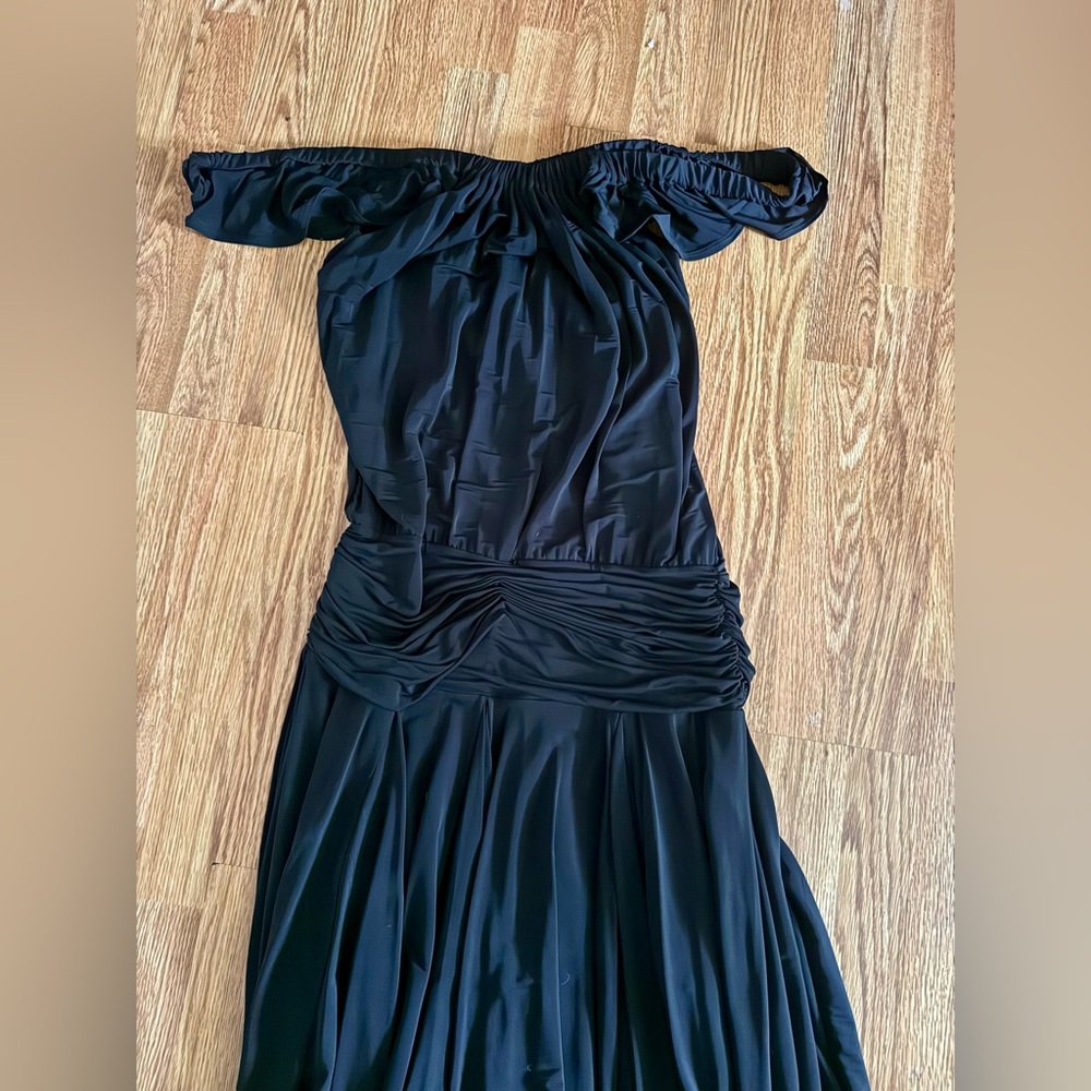 BCBGMaxAzria Black Ruched Wrap Maxi Dress